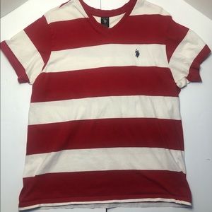 Polo Ralph Lauren Men's v neck Striped Red White size L